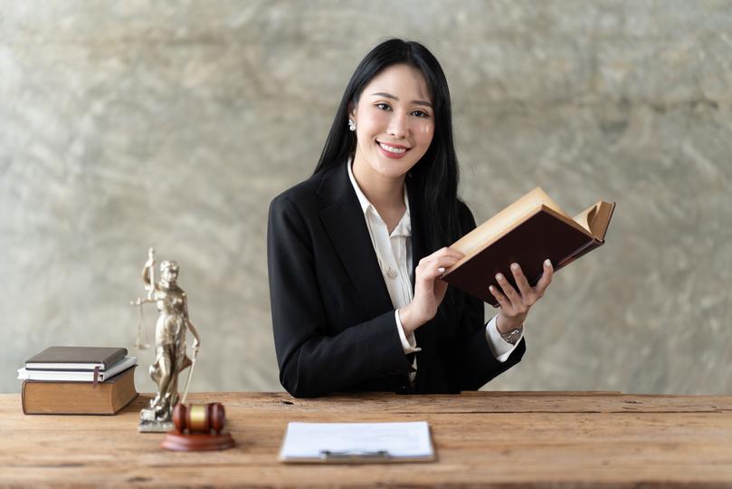 A confident probate solicitor discussing plans with a client
